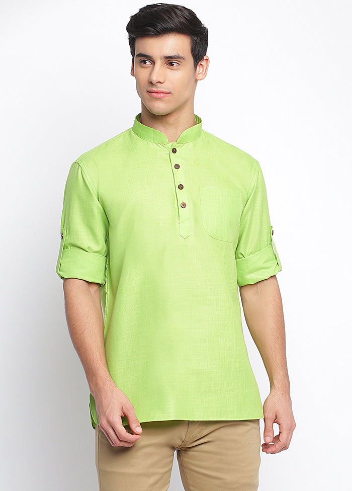 Green Solid Cotton Shirt - Indian Silk House Agencies