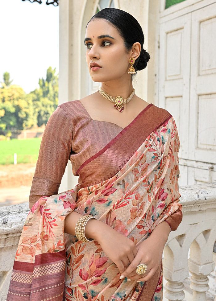 Coffee Tussar Silk Saree With Blouse Piece