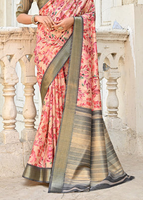 Cream Tussar Silk Saree With Blouse Piece