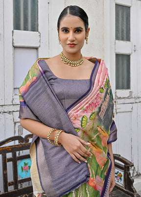 Cream Tussar Silk Saree With Blouse Piece