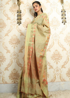 Beige Organza Silk Saree With Blouse Piece - Indian Silk House Agencies