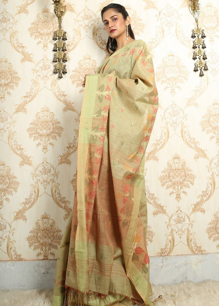 Beige Organza Silk Saree With Blouse Piece - Indian Silk House Agencies