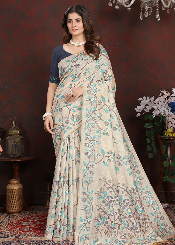 Navy Blue Silk Saree With Blouse Piece - Indian Silk House Agencies