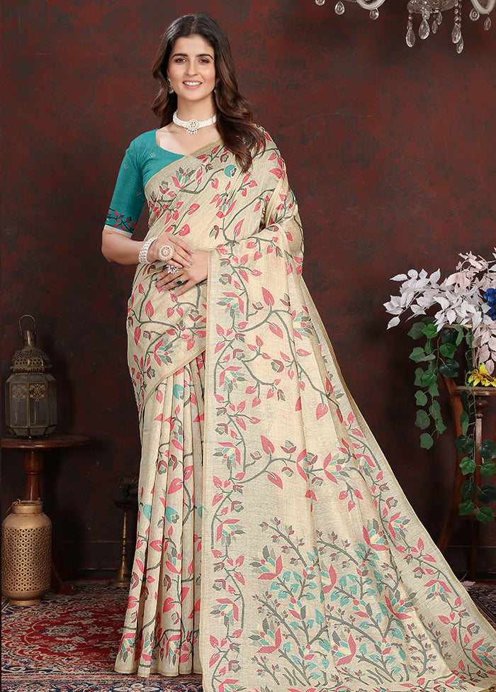 Turquoise Silk Saree With Blouse Piece - Indian Silk House Agencies