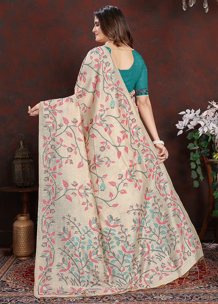 Turquoise Silk Saree With Blouse Piece - Indian Silk House Agencies