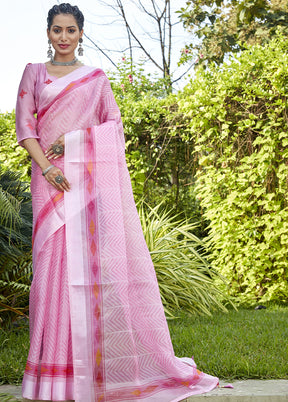 Pink Organza Saree With Blouse Piece - Indian Silk House Agencies