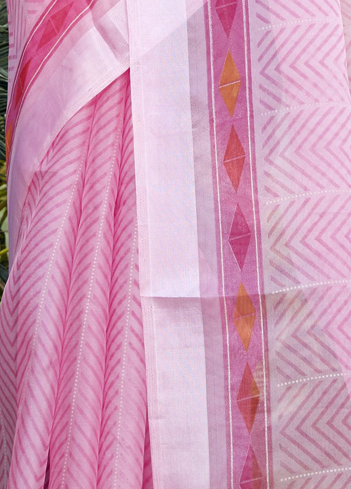 Pink Organza Saree With Blouse Piece - Indian Silk House Agencies