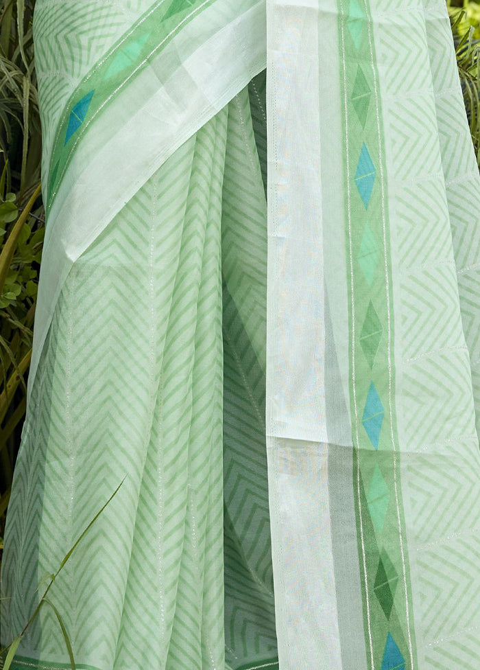 Green Organza Saree With Blouse Piece - Indian Silk House Agencies