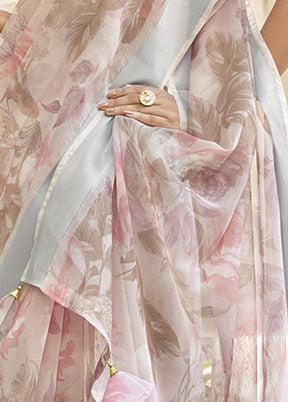 Light Peach Organza Saree With Blouse Piece - Indian Silk House Agencies