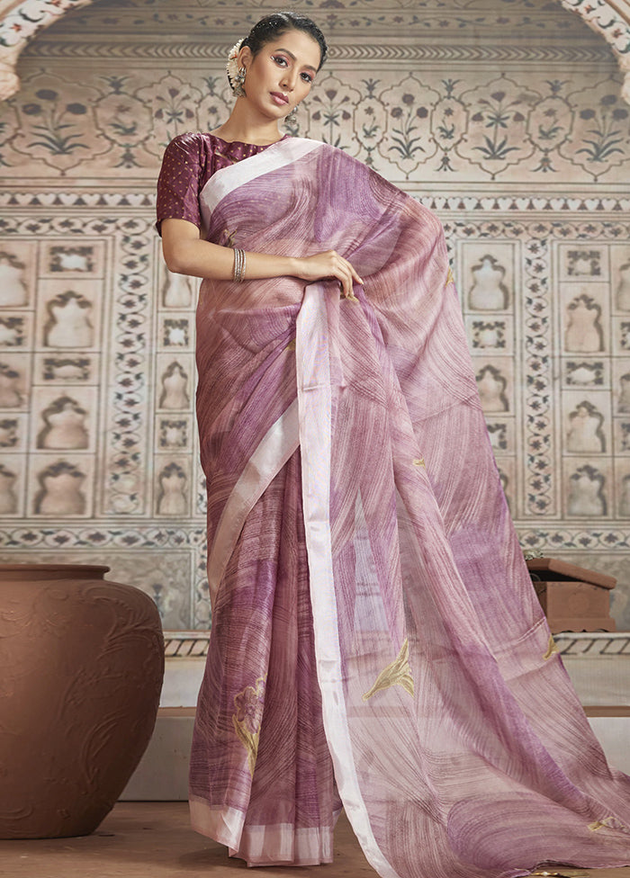 Pink Organza Saree With Blouse Piece - Indian Silk House Agencies