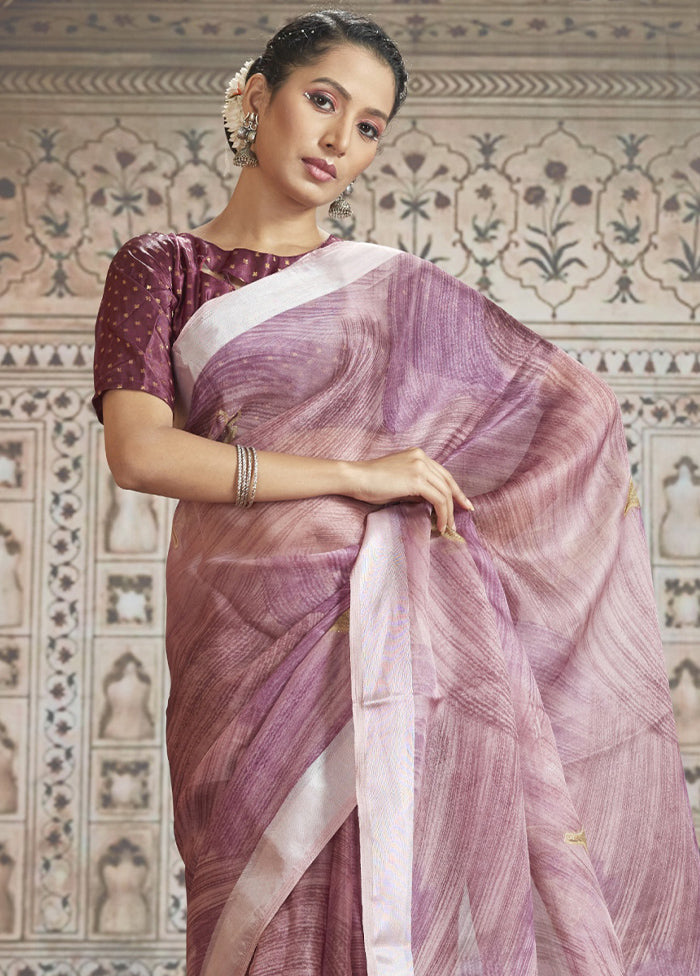 Pink Organza Saree With Blouse Piece - Indian Silk House Agencies