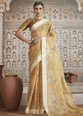 Yellow Organza Saree With Blouse Piece - Indian Silk House Agencies