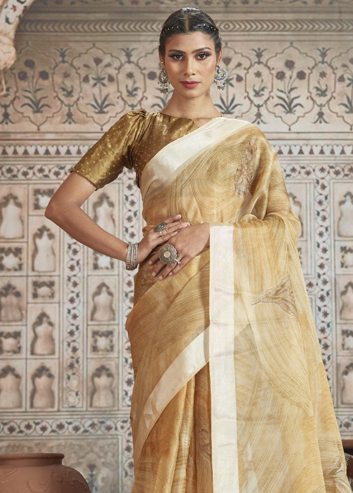 Yellow Organza Saree With Blouse Piece - Indian Silk House Agencies