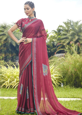 Pink Chiffon Saree With Blouse Piece - Indian Silk House Agencies