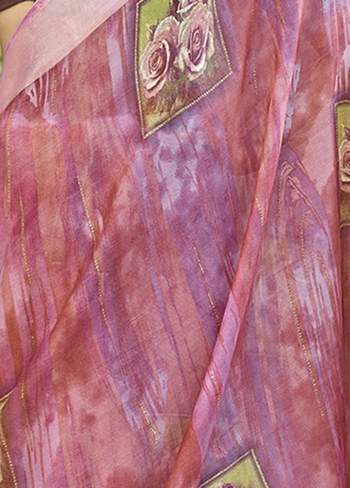 Pink Organza Saree With Blouse Piece - Indian Silk House Agencies