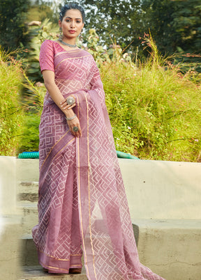 Pink Organza Saree With Blouse Piece - Indian Silk House Agencies