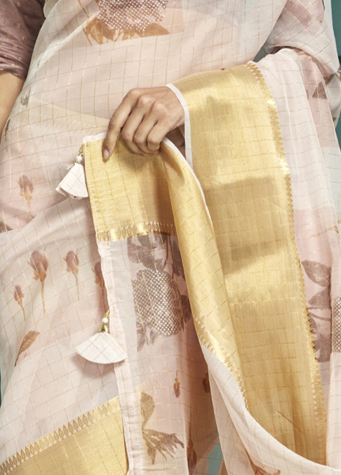 Cream Cotton Saree With Blouse Piece - Indian Silk House Agencies