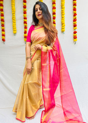 Cream Uppada Tissue Silk Woven Saree With Blouse - Indian Silk House Agencies