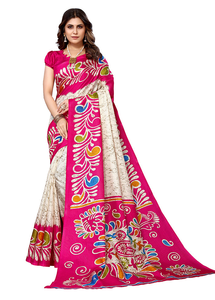 Pink Dupion Silk Saree With Blouse Piece