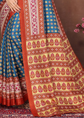 Rama Dupion Silk Saree With Blouse Piece