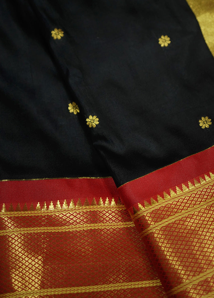 Black Dupion Silk Saree With Blouse Piece