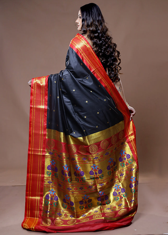 Black Dupion Silk Saree With Blouse Piece