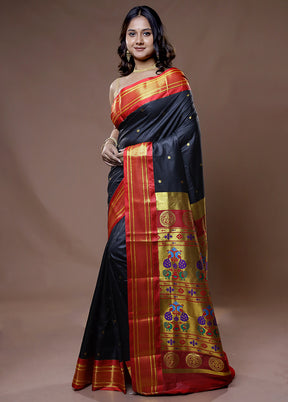 Black Dupion Silk Saree With Blouse Piece