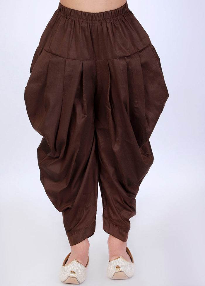 Brown Ready To Wear Silk Dhoti Pant - Indian Silk House Agencies