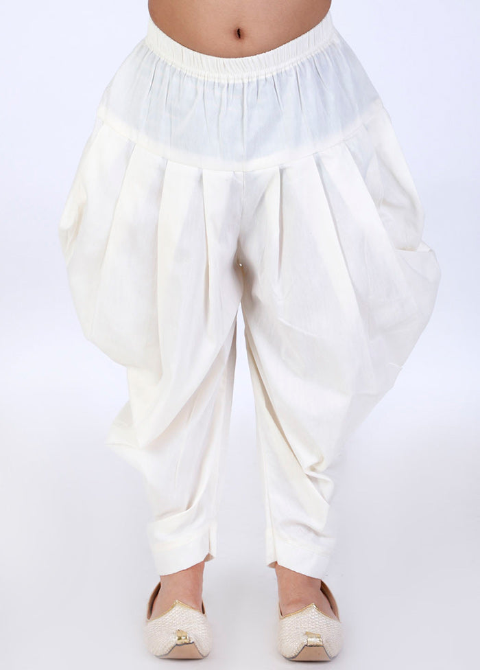 Cream Ready To Wear Silk Dhoti Pant