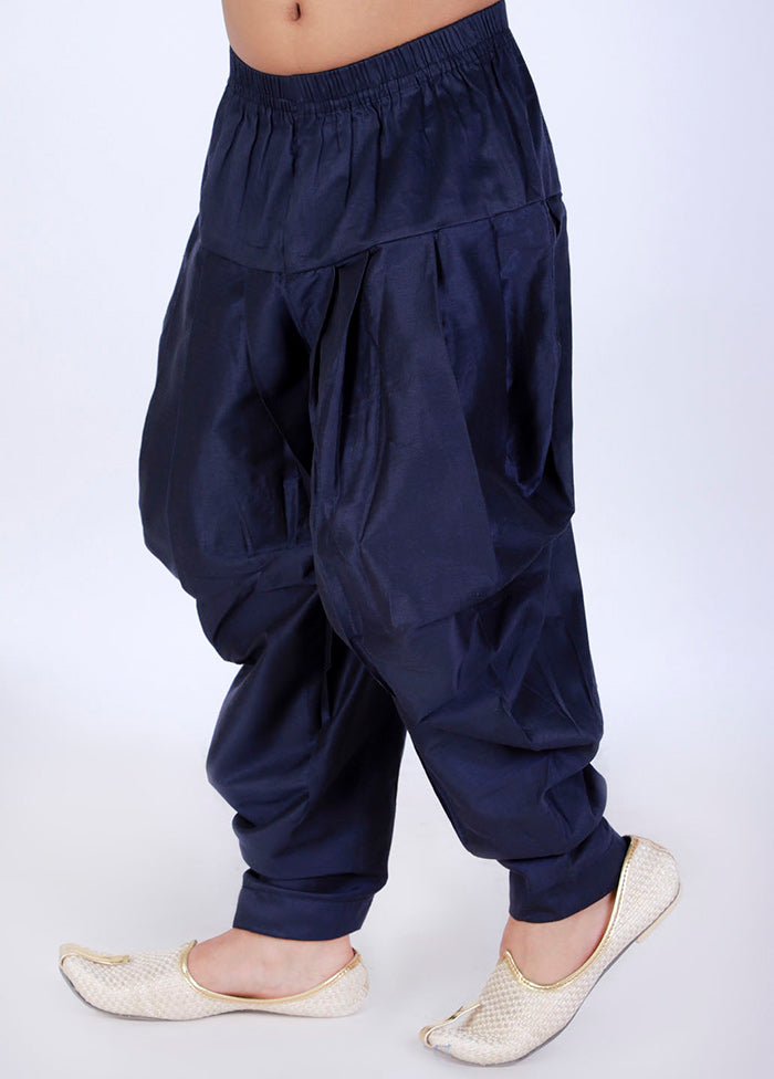 Navy Blue Ready To Wear Silk Dhoti Pant - Indian Silk House Agencies