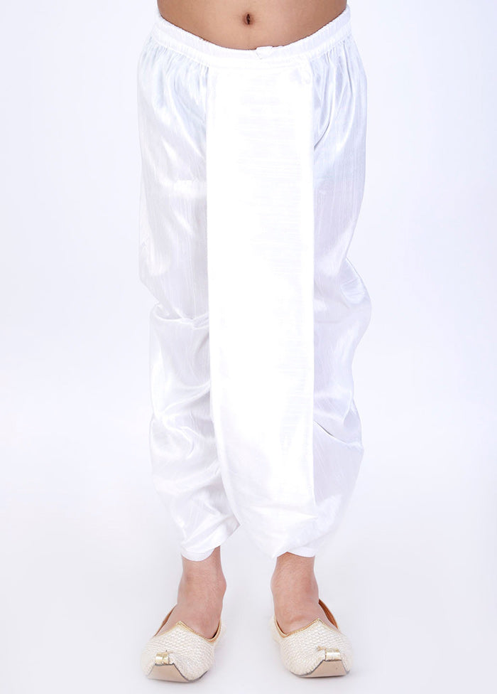 White Ready To Wear Silk Dhoti Pant - Indian Silk House Agencies