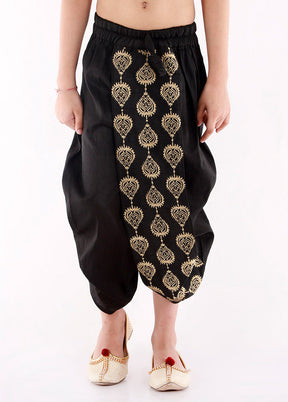 Black Ready To Wear Silk Dhoti Pant - Indian Silk House Agencies