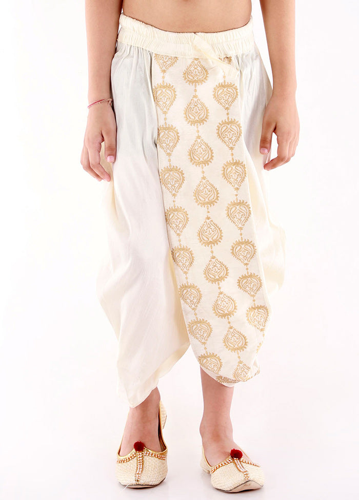 Cream Ready To Wear Silk Dhoti Pant - Indian Silk House Agencies