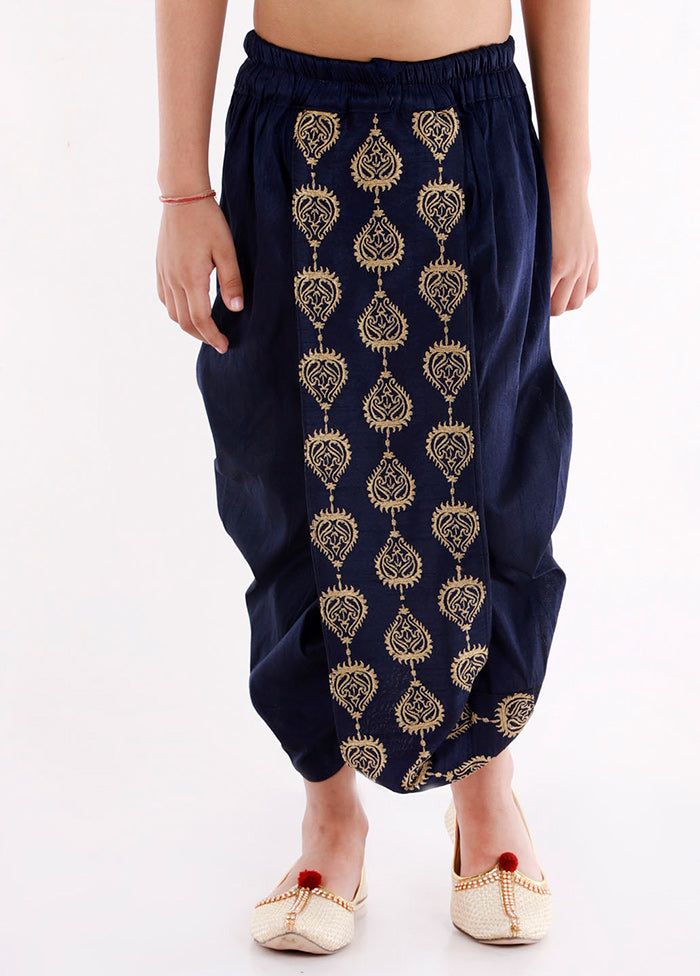 Navy Blue Ready To Wear Silk Dhoti Pant - Indian Silk House Agencies
