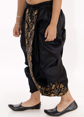 Black Ready To Wear Silk Dhoti Pant - Indian Silk House Agencies