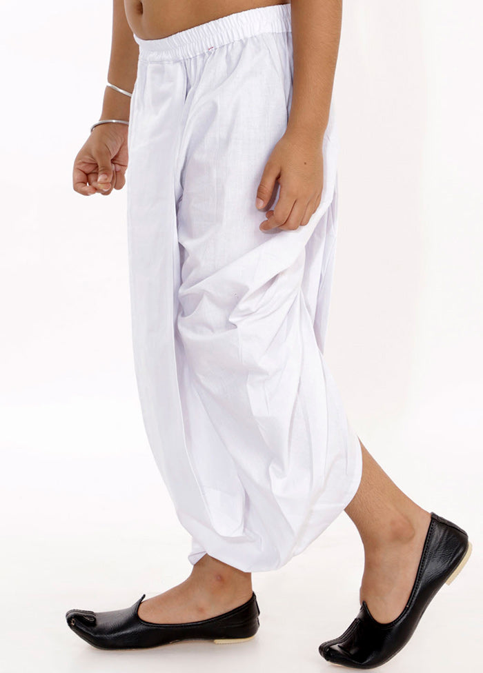 White Ready To Wear Silk Dhoti Pant - Indian Silk House Agencies