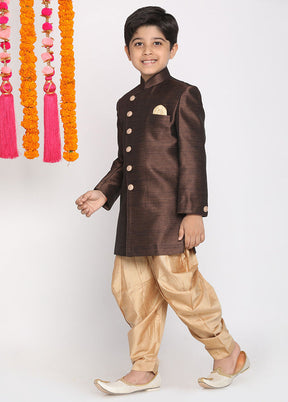 Brown Festive Cotton Kurta Pajama Set - Indian Silk House Agencies