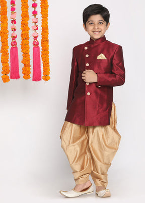 Maroon Festive Cotton Kurta Pajama Set - Indian Silk House Agencies