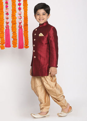 Maroon Festive Cotton Kurta Pajama Set - Indian Silk House Agencies
