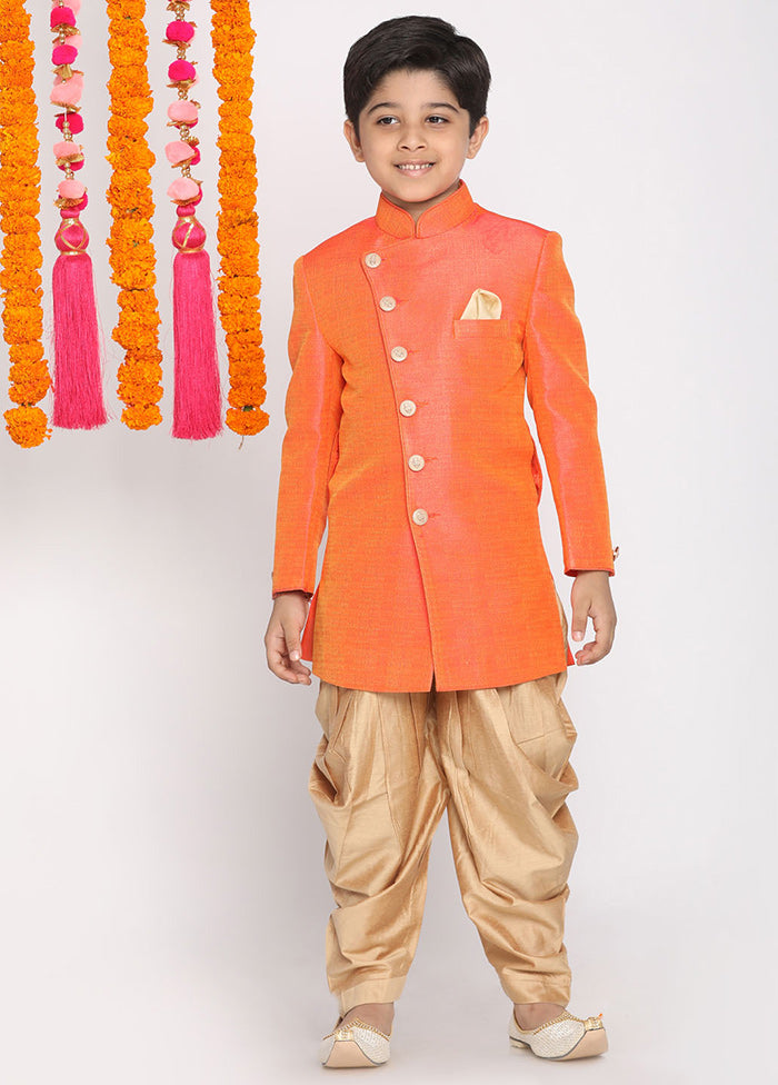 Orange Festive Cotton Kurta Pajama Set - Indian Silk House Agencies