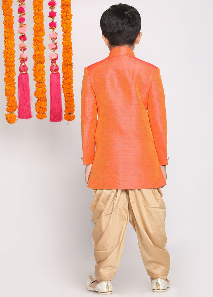 Orange Festive Cotton Kurta Pajama Set - Indian Silk House Agencies