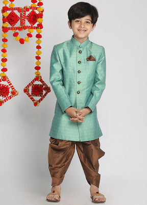 Green Festive Silk Kurta Pajama Set - Indian Silk House Agencies