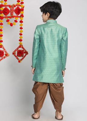 Green Festive Silk Kurta Pajama Set - Indian Silk House Agencies