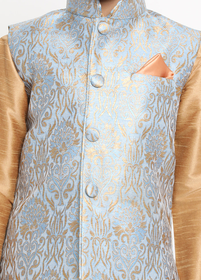 Grey Silk Kurta Pajama Set With Jacket - Indian Silk House Agencies