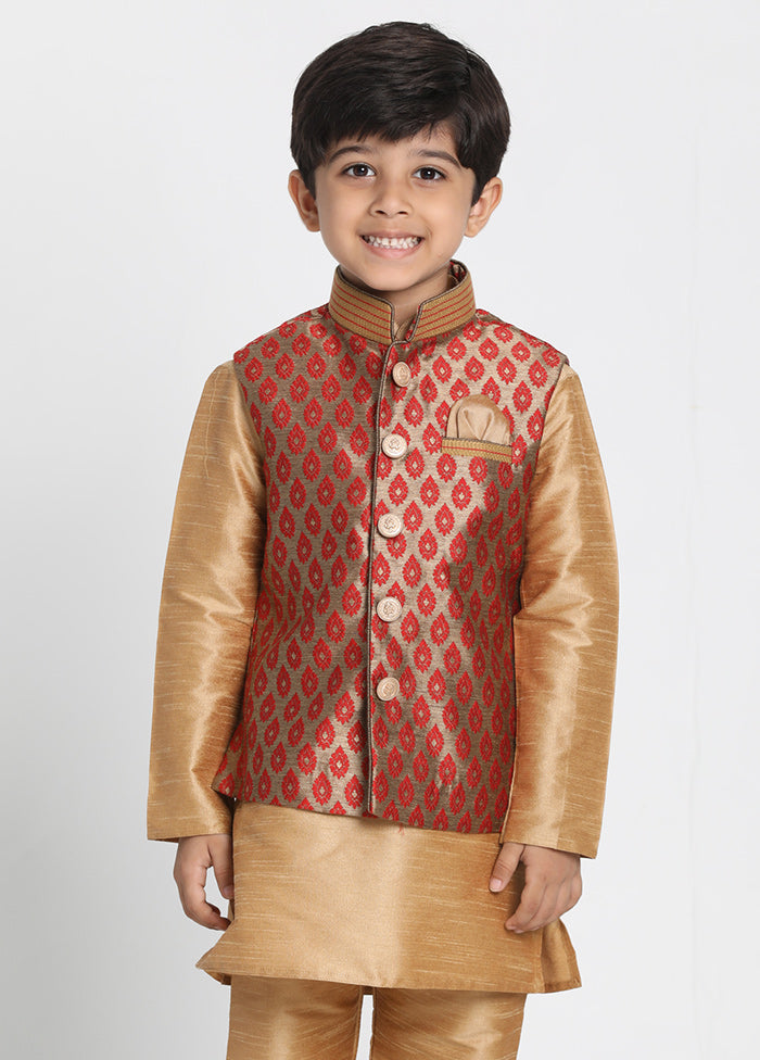 Maroon Silk Ethnic Jacket - Indian Silk House Agencies