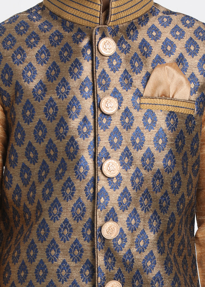 Dark Blue Silk Ethnic Jacket - Indian Silk House Agencies
