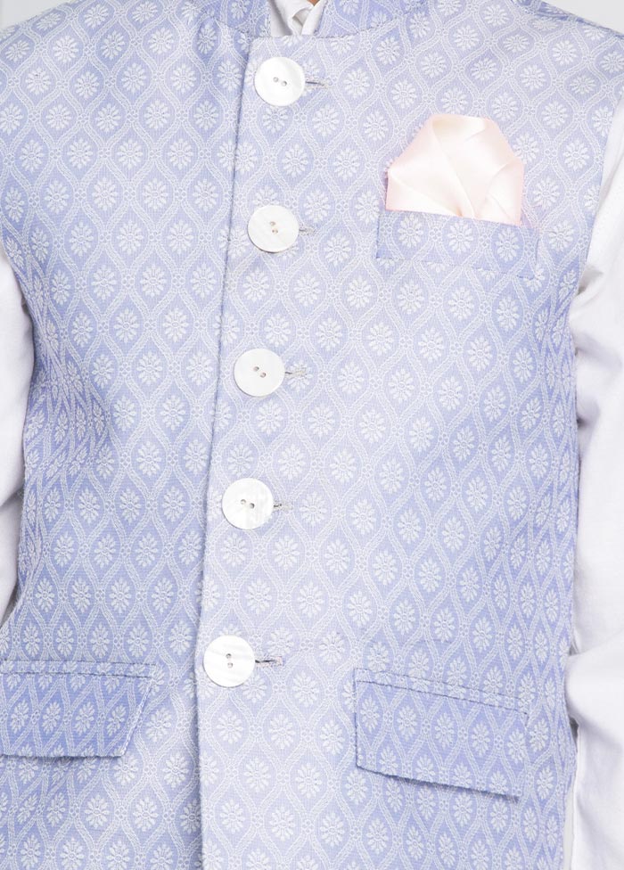 Light Blue Silk Nehru Jacket