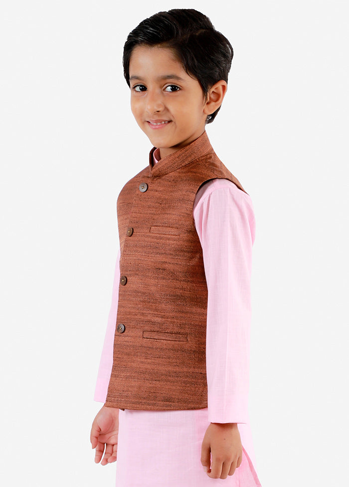 Brown Silk Ethnic Jacket - Indian Silk House Agencies
