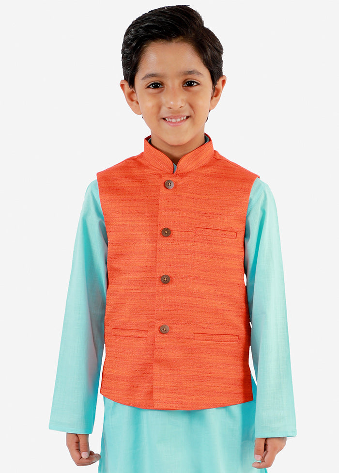 Orange Silk Ethnic Jacket