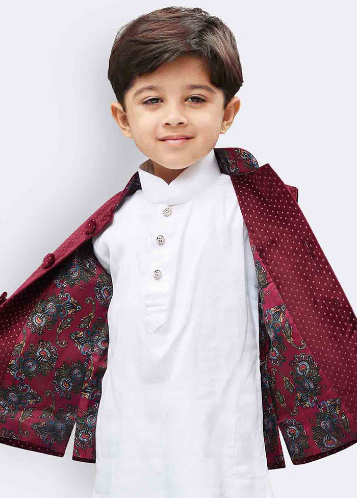 Maroon Silk Ethnic Jacket - Indian Silk House Agencies